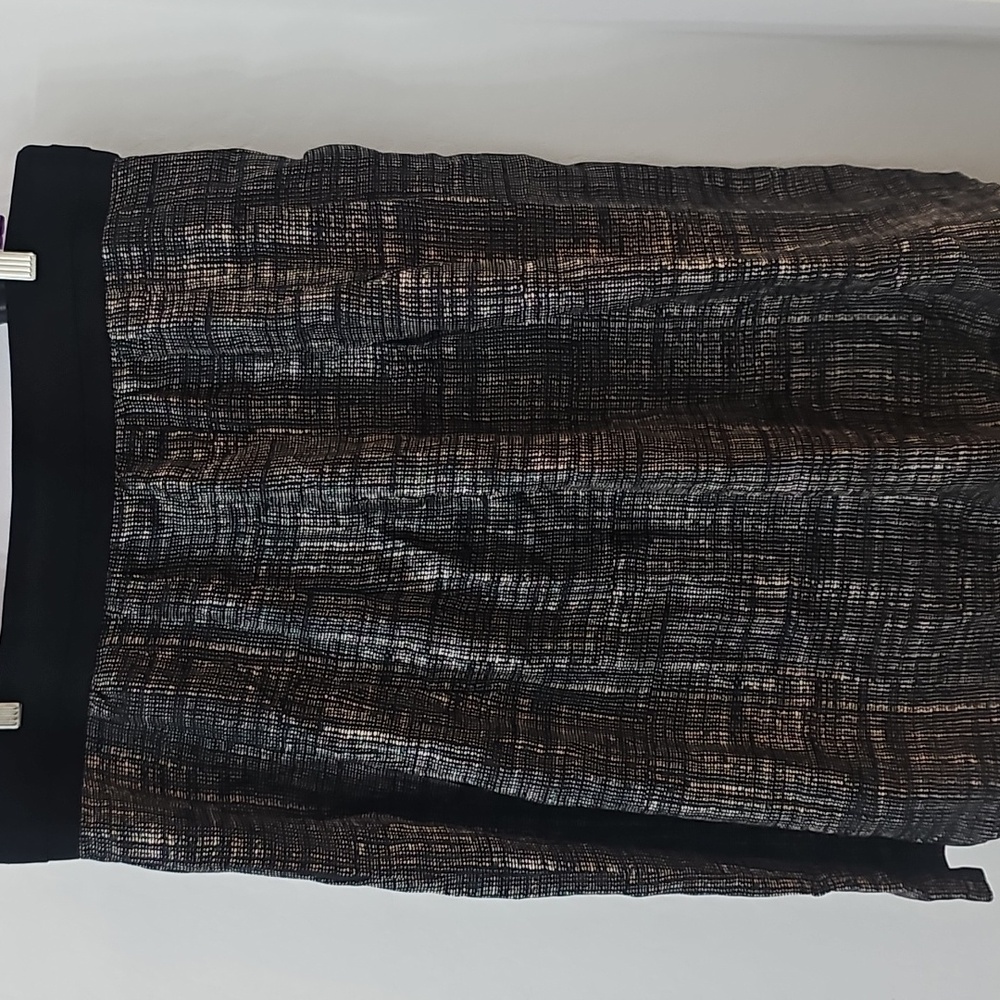 DKNY Black and Brown Textured Midi Skirt
